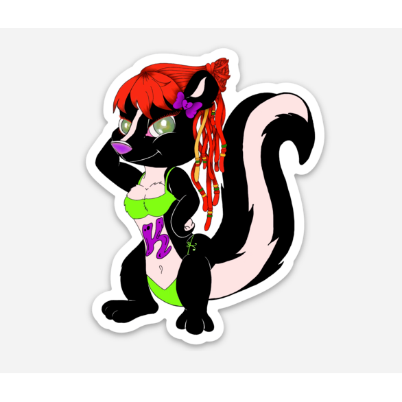 Girl Skunk Die Cut Sticker